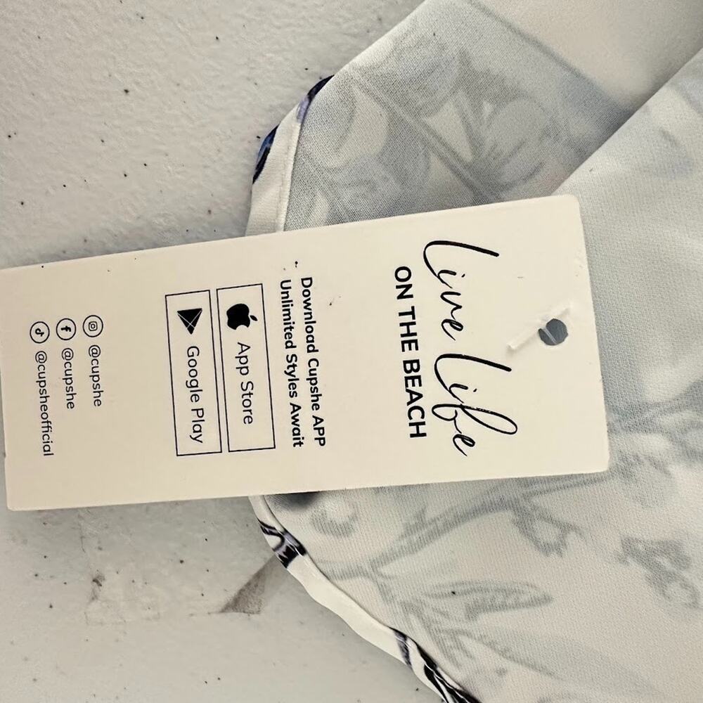 Cupshe White Mini Dress with Blue Botanical Print - Picture 8 of 12